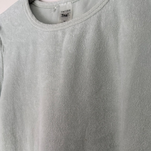 Aritzia TNA Terry Cloth T-Shirt | Pistachio Green | Size L (Fits More Like M) - Picture 4 of 4